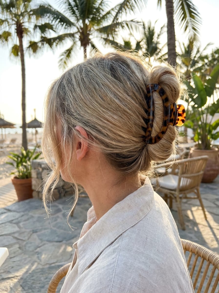 Claw Clip Twist für den Urlaub - einfache Urlaubsfrisur